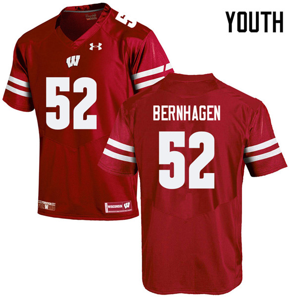 Youth #52 Josh Bernhagen Wisconsin Badgers College Football Jerseys Sale-Red - Click Image to Close